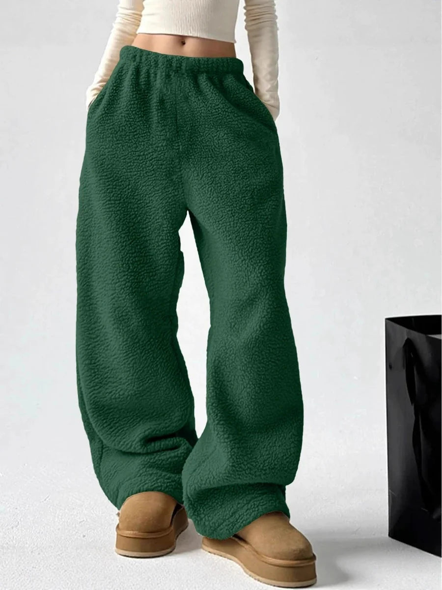 Soft and Cozy Relaxed Wide-Leg Fleece Pants