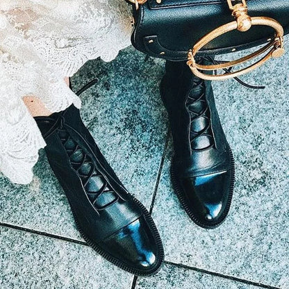 Lace-Up Cap Toe Combat Boots