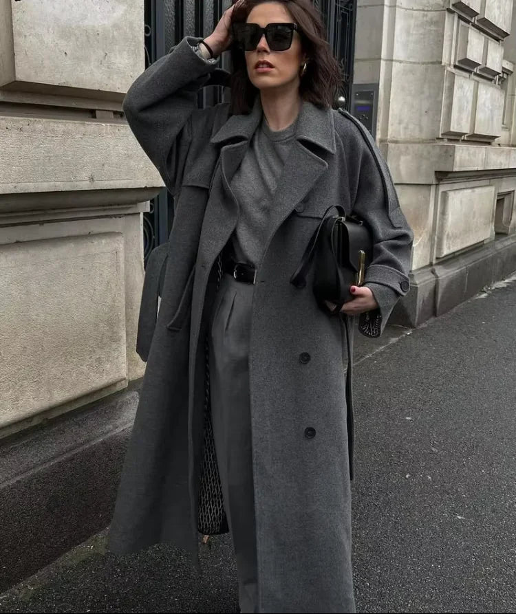 Wool Coat – Brown Belted Longline