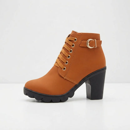 Sloan | Lace-Up Heeled Ankle Boots with Buckle