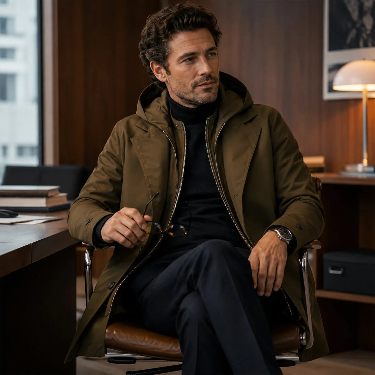 Oldborough | Men's Hooded Long Rain Coat