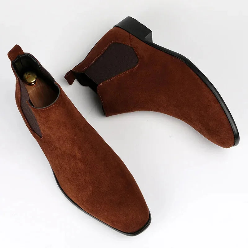 Men's Chelsea Boots – Black Suede-Look Pointed Toe