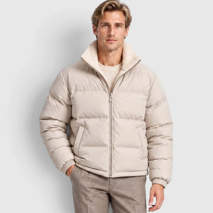 Men's Reversible Puffer Jacket with Stand Collar