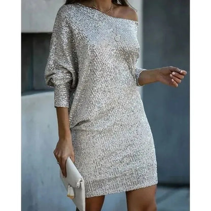 Long Sleeve Sequin Party Dress