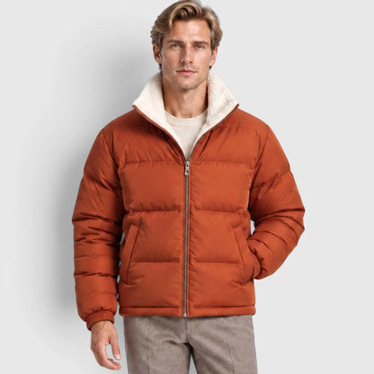 Men's Reversible Puffer Jacket with Stand Collar