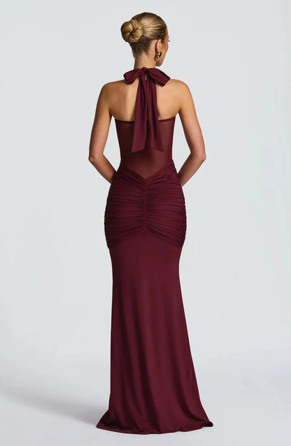 Wedding Guest Dress – Black Halter Maxi