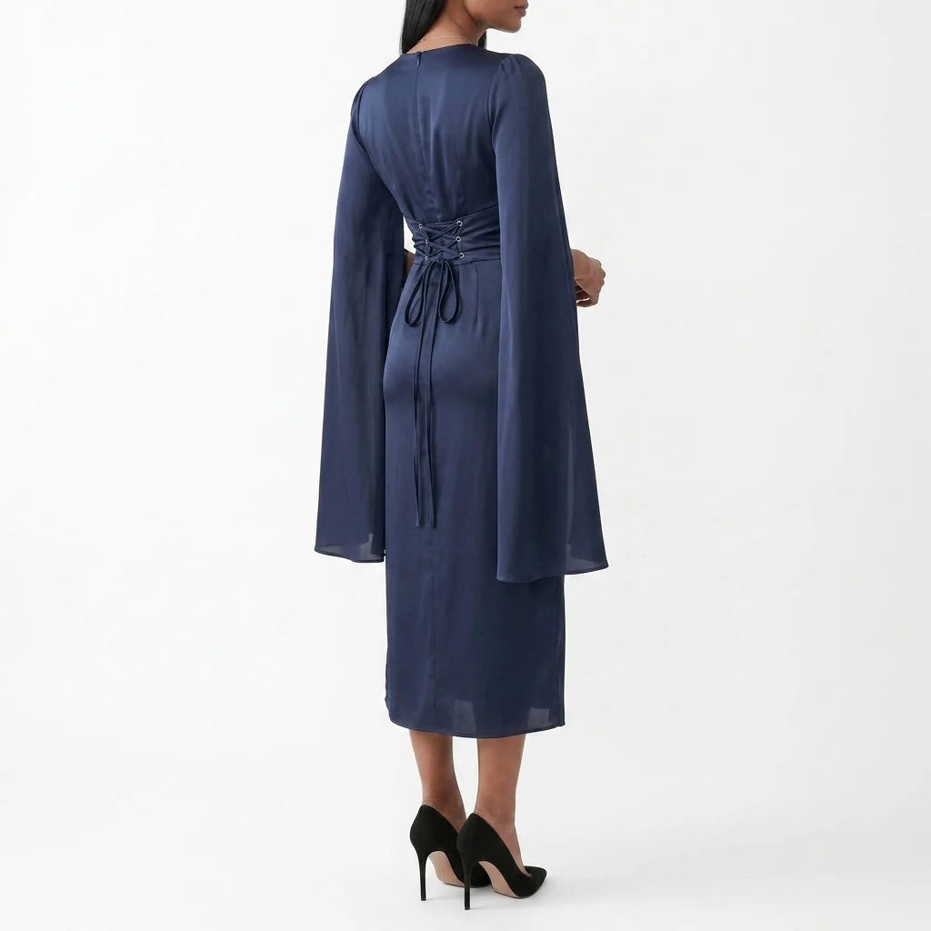 Celine | Lace Maxi Dress with Cape Sleeves
