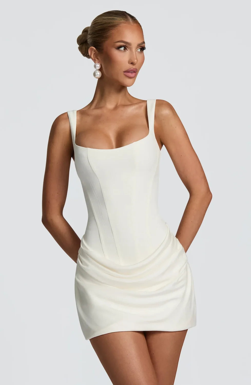 Corset Mini Dress – Scarlet Draped Bodycon
