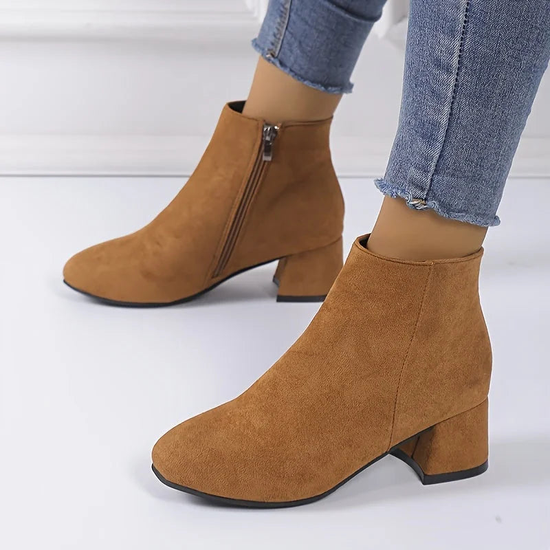 Suede-Look Chelsea Ankle Boots with a Comfortable Low Heel