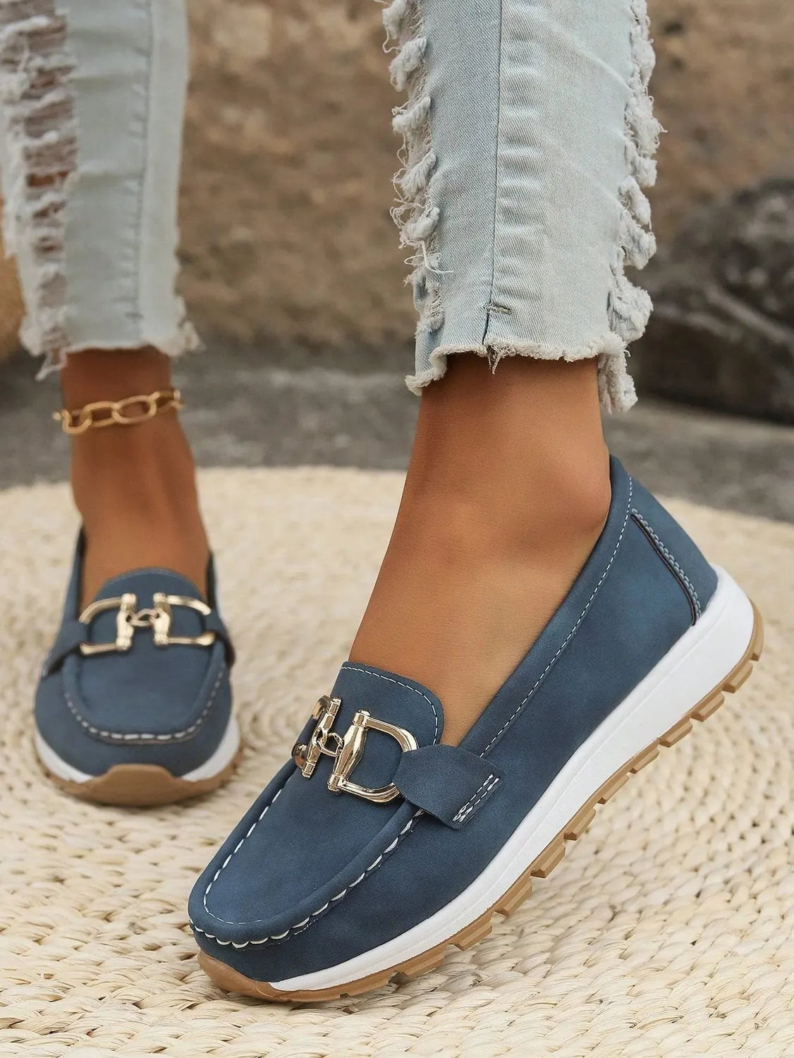 Chunky Loafers with Metal Buckle