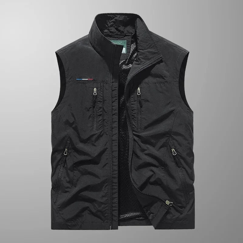 Men's Softshell Vest Stand Collar Full Zip