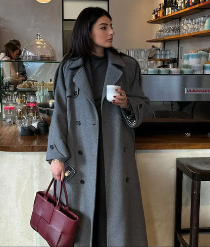 Wool Coat – Brown Belted Longline