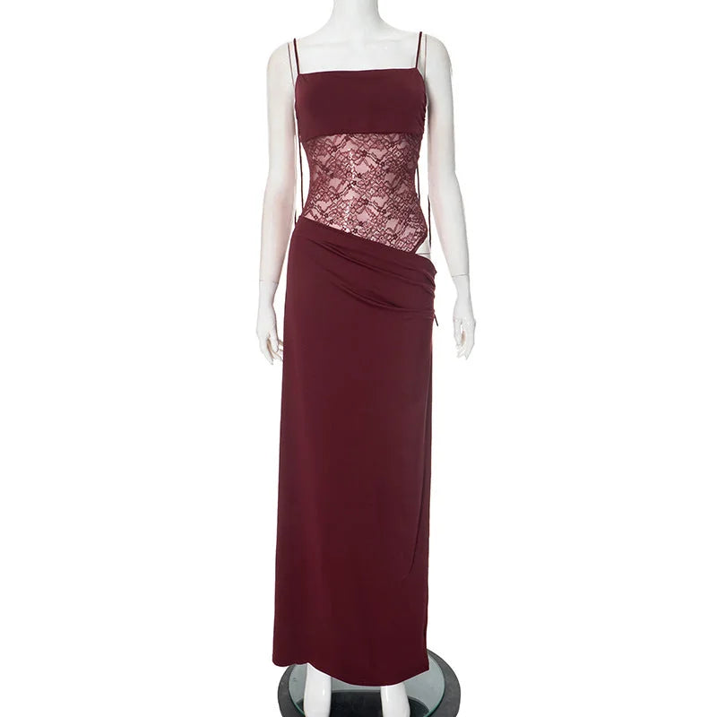 Lace Maxi Dress – Off-White Sleeveless Lace Panel