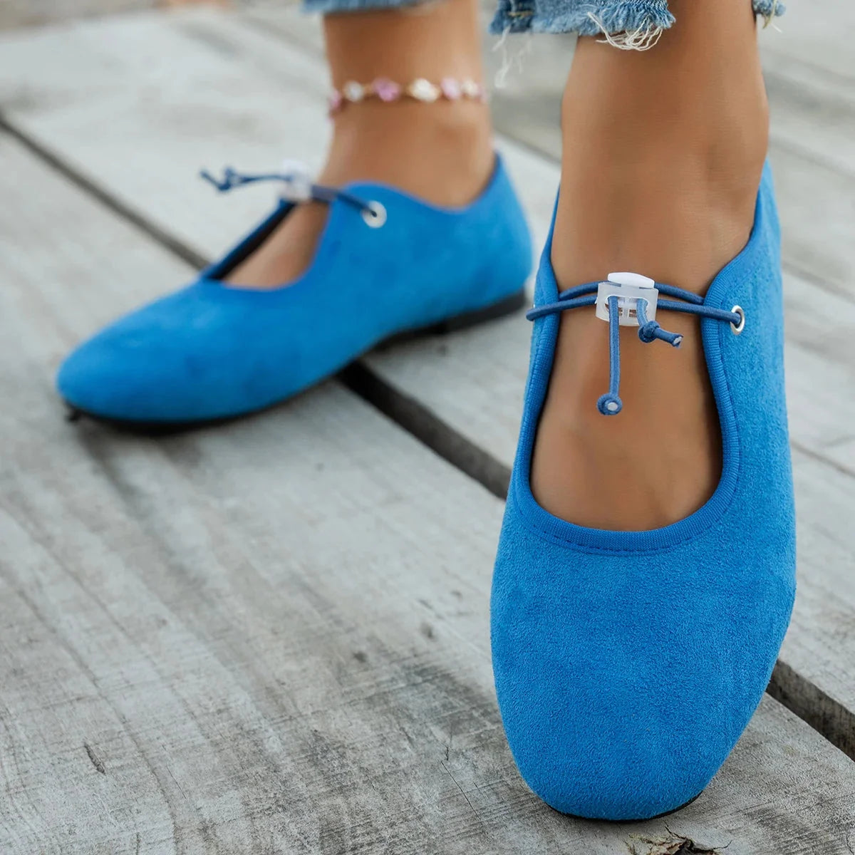 Lace-Up Mary Jane Flats