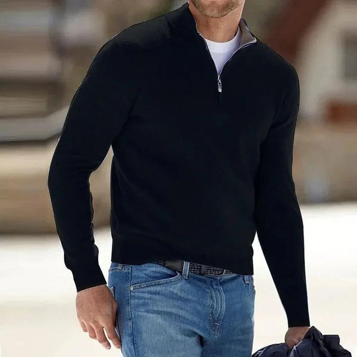 Men's Quarter-Zip Mock Neck Sweater