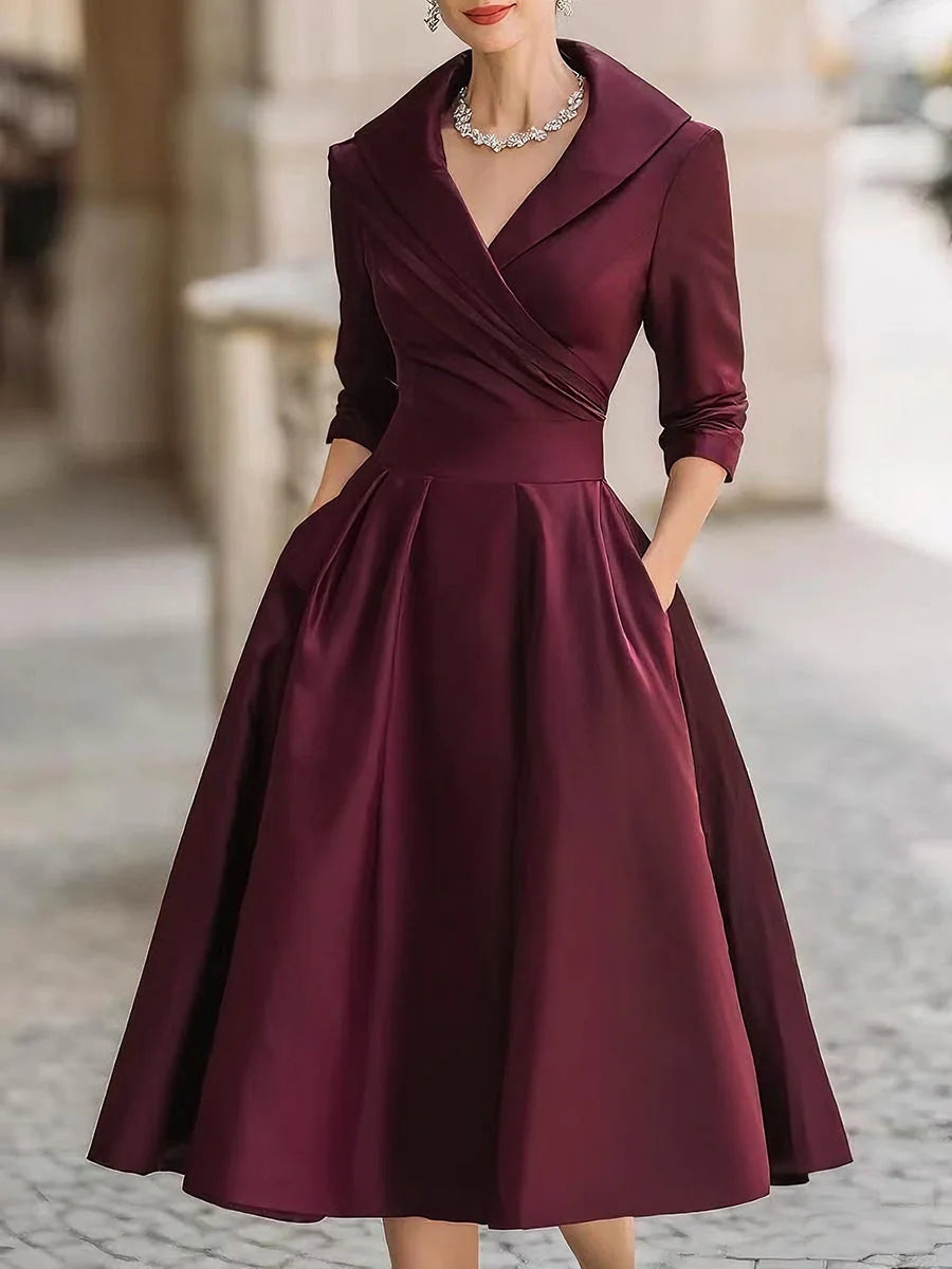 Shawl Collar Midi Wrap Dress