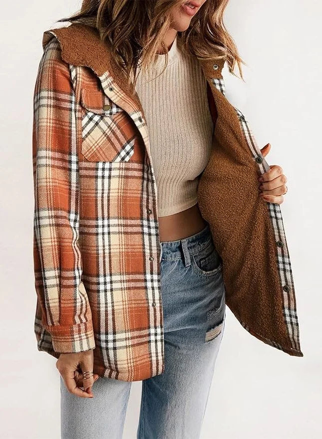 Plaid Flannel Sherpa Shirt Jacket