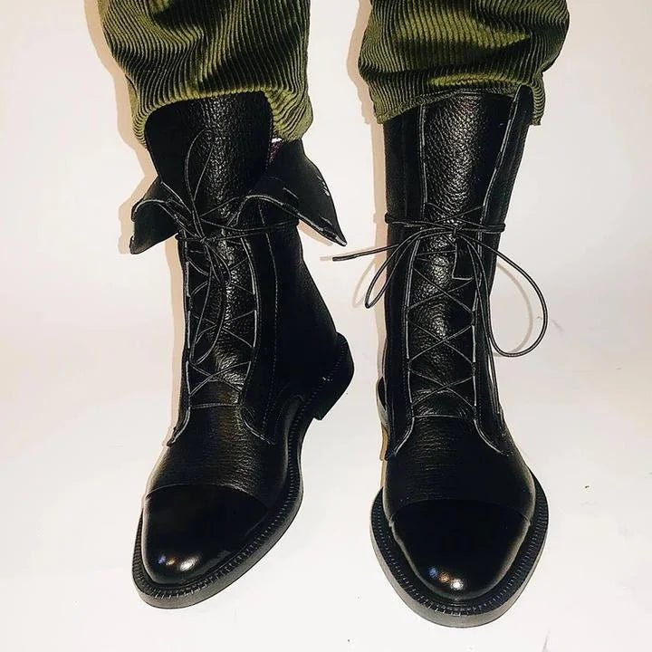 Lace-Up Cap Toe Combat Boots