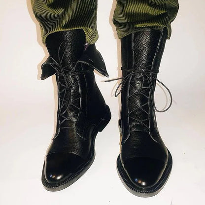 Lace-Up Cap Toe Combat Boots