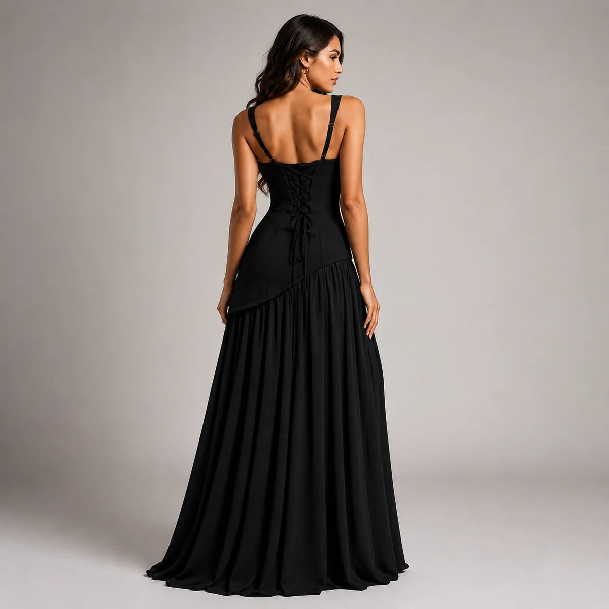 Draped Satin Wedding-Guest Maxi Dress