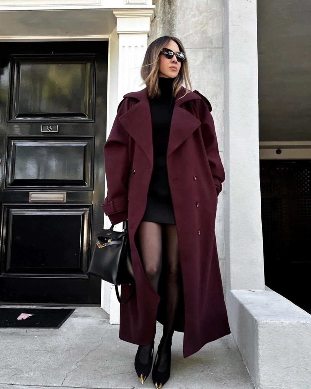 Wool Coat – Brown Belted Longline