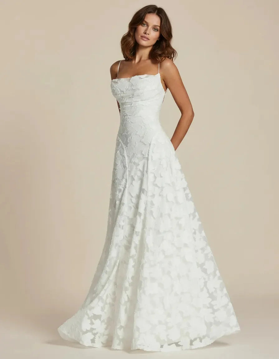 Wedding Guest Dress – Red Lace A-Line Maxi