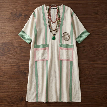 Linen-Blend Relaxed Maxi Dress