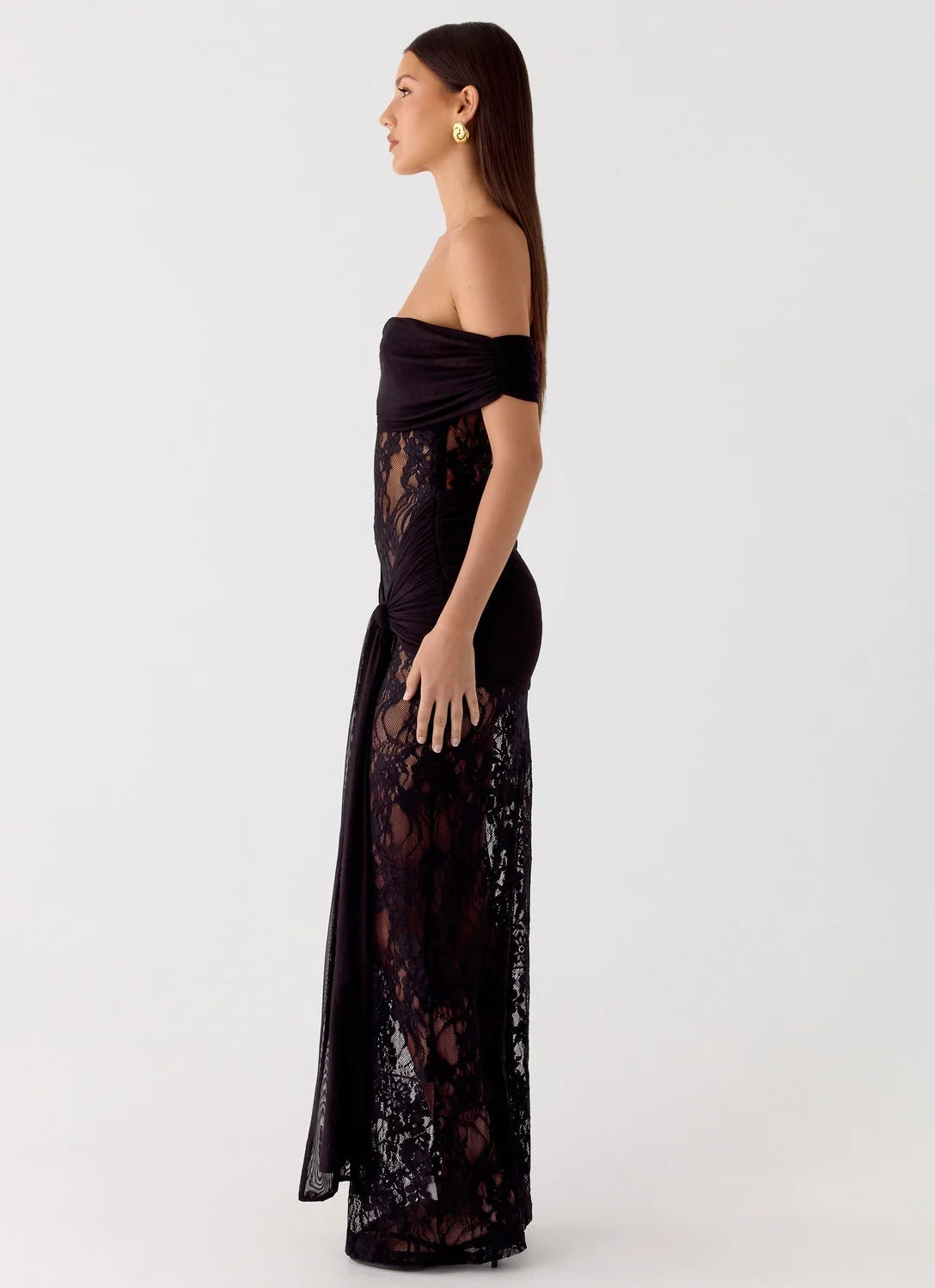 Beatrice | Off-Shoulder Lace Panel Maxi Dress