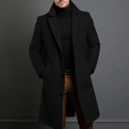Men's Single Breasted Overcoat Cotton Blend