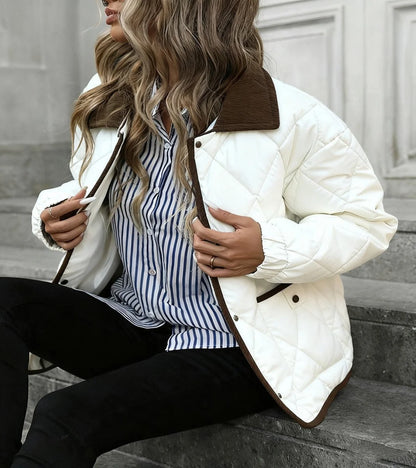 Women's Diamond Quilted Puffer Jacket with Collar