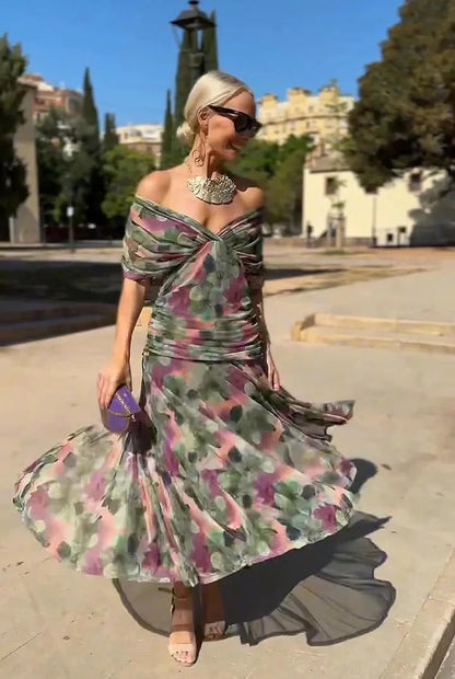 Wedding Guest Dress – Bordeaux Chiffon Sleeve Maxi