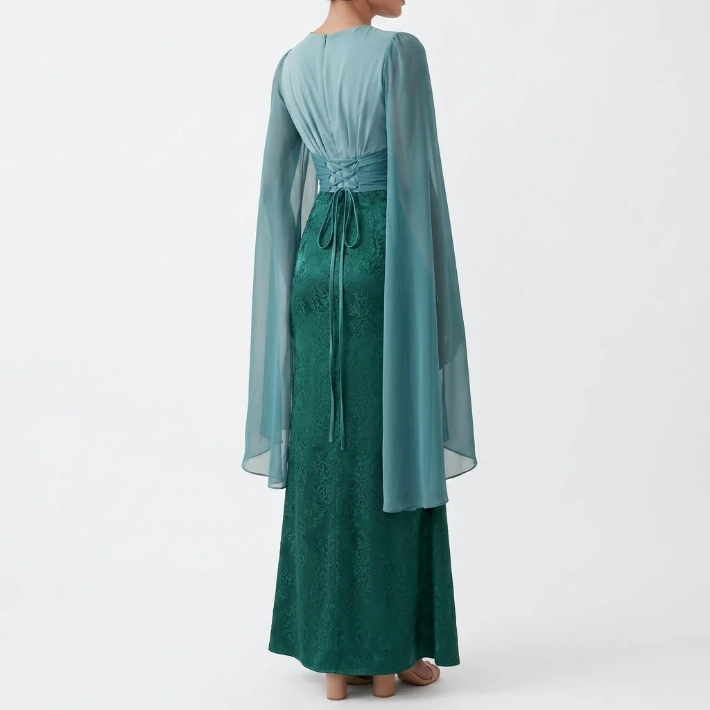 Celine | Lace Maxi Dress with Cape Sleeves