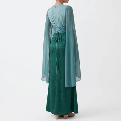 Celine | Lace Maxi Dress with Cape Sleeves