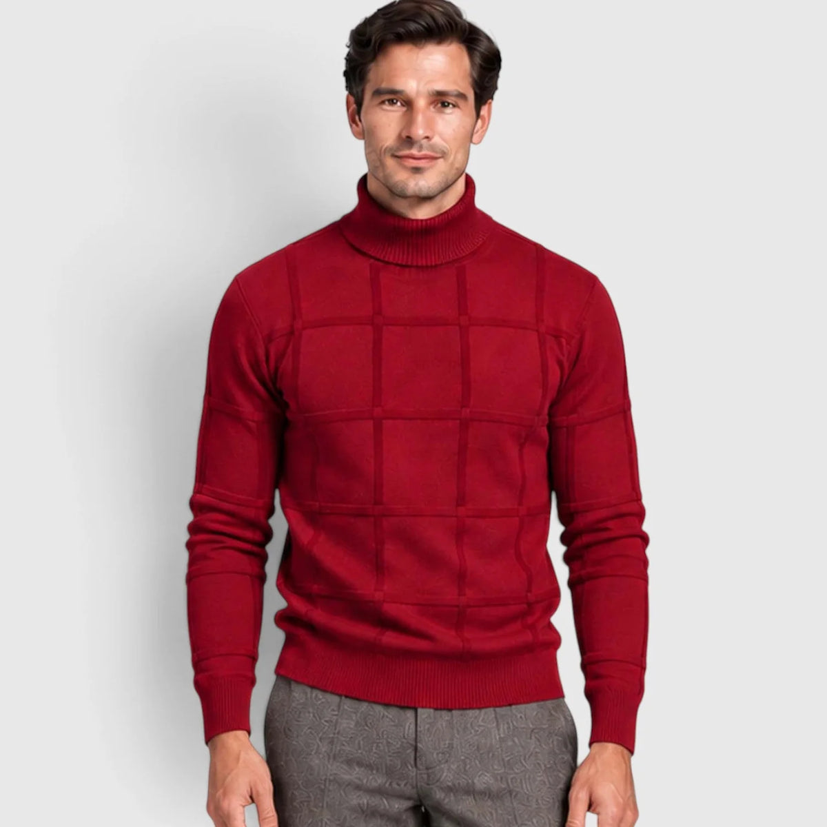 Men's Textured Mock Neck Sweater Slim Fit