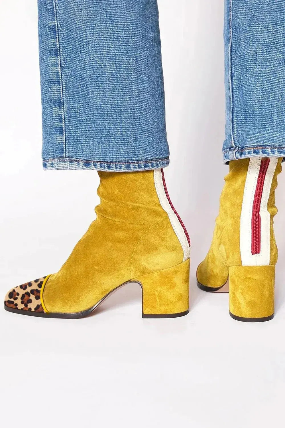 Luisa | Suede Block Heel Ankle Boots Square Toe