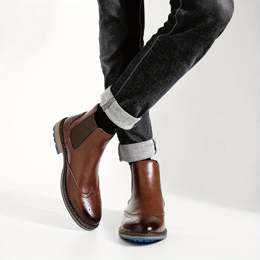 Men's Chelsea Boots – Black Brogue Wingtip