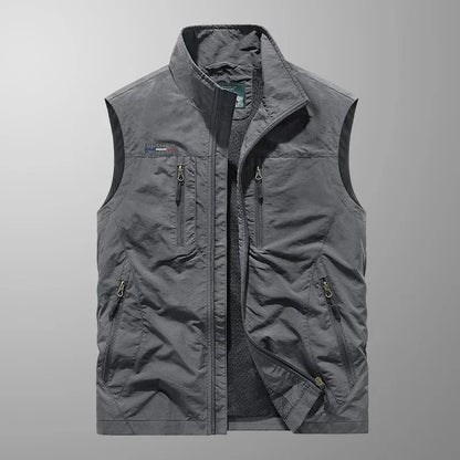 Men's Softshell Vest Stand Collar Full Zip
