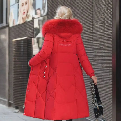 Long Hooded Puffer Coat – Faux Fur Trim