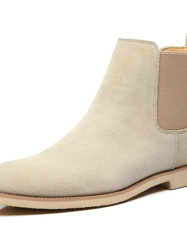 Men's Chelsea Boots – Black Suede Crepe Sole - Beige detail