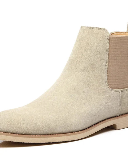 Men's Chelsea Boots – Black Suede Crepe Sole - Beige detail