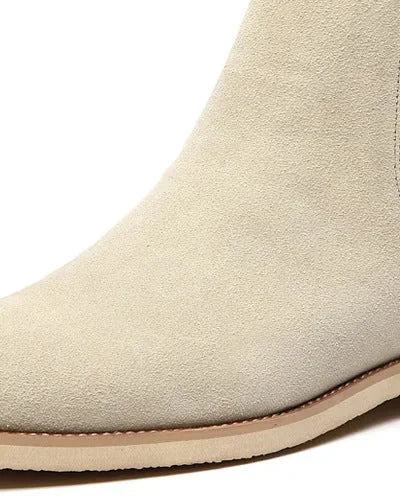 Men's Chelsea Boots – Black Suede Crepe Sole - Beige detail