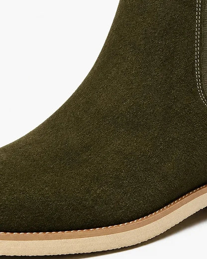 Men's Chelsea Boots – Black Suede Crepe Sole - Brown detail