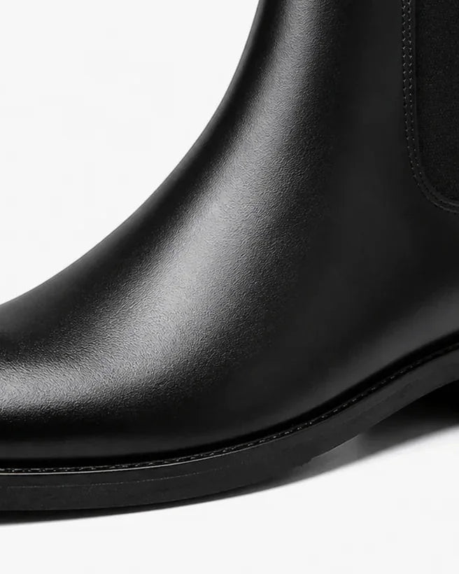 Men's Chelsea Boots – Black Suede Crepe Sole - Patent Black detail