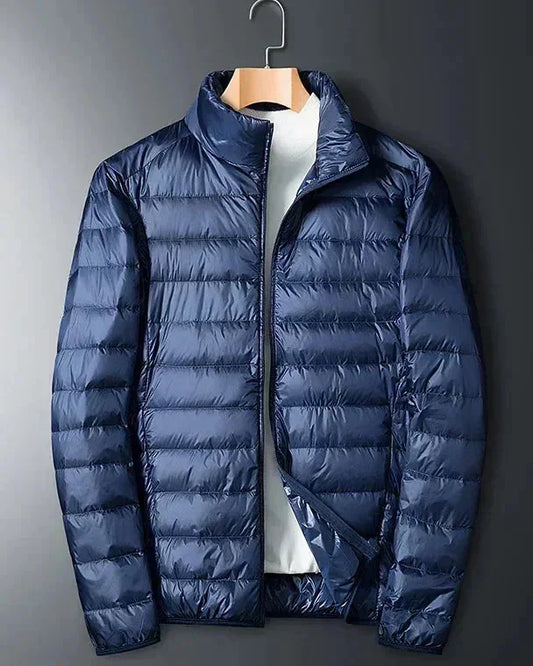 Men's Puffer Jacket – Navy Lightweight Packable - Navy detail