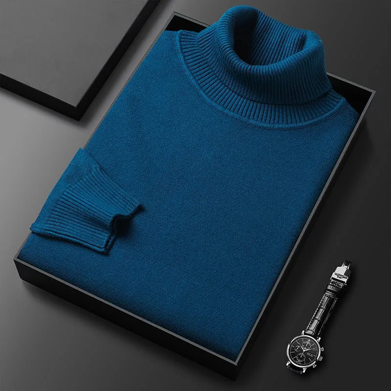 Men's Turtleneck Sweater - Dark Blue
