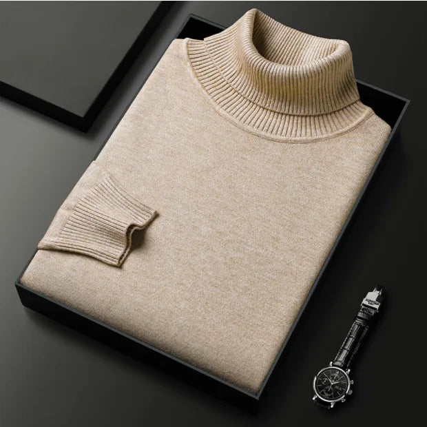 Men's Turtleneck Sweater - Khaki