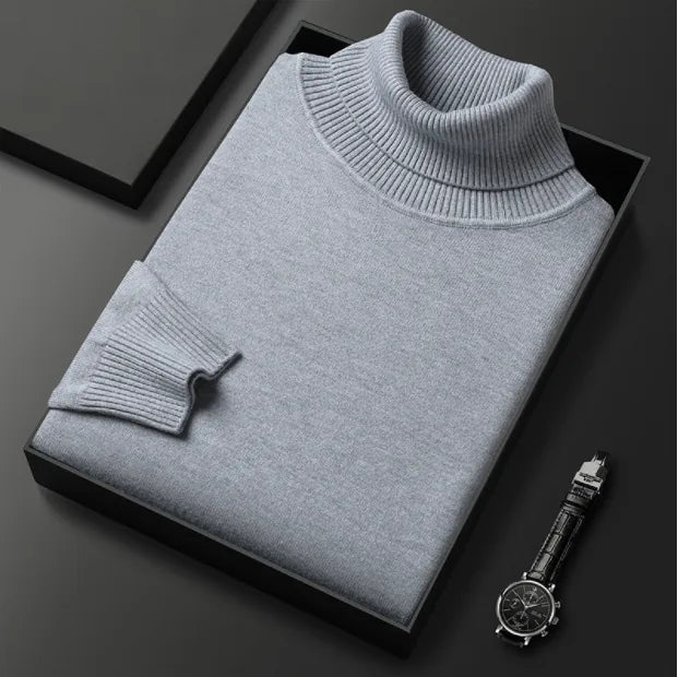 Men's Turtleneck Sweater - Light Gray