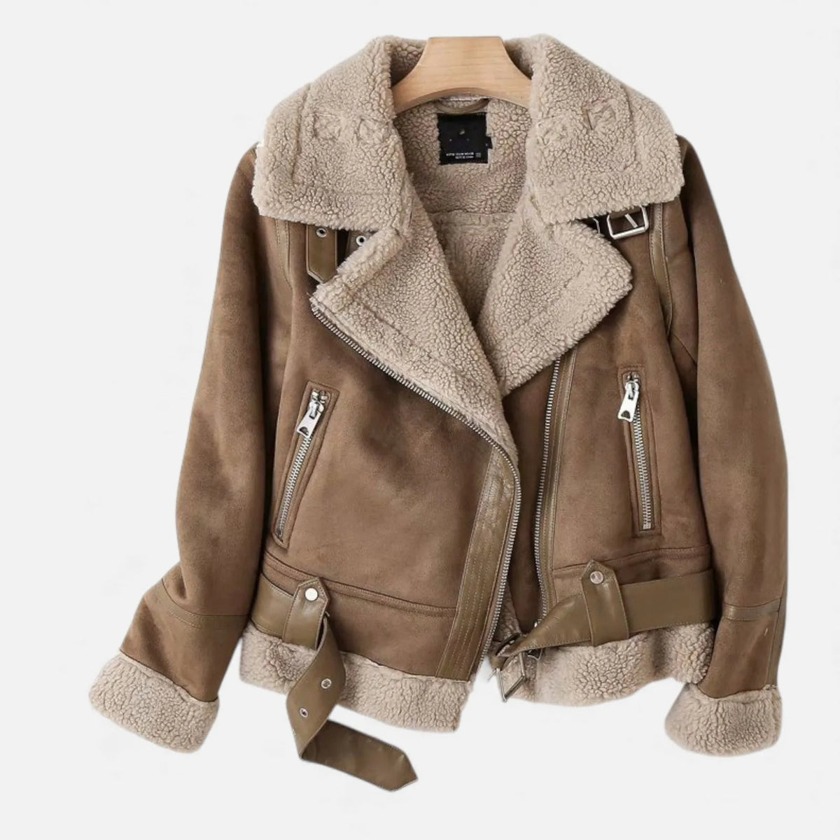 Women's Suede Shearling Moto Jacket