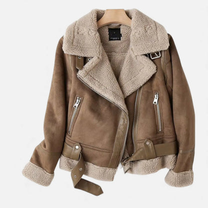 Women's Suede Shearling Moto Jacket