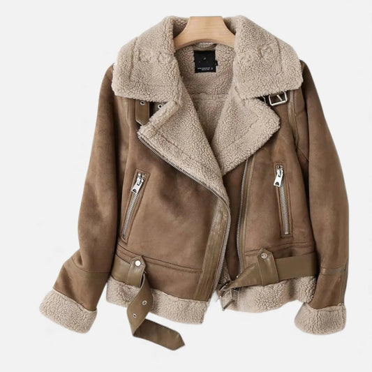 Women's Suede Shearling Moto Jacket